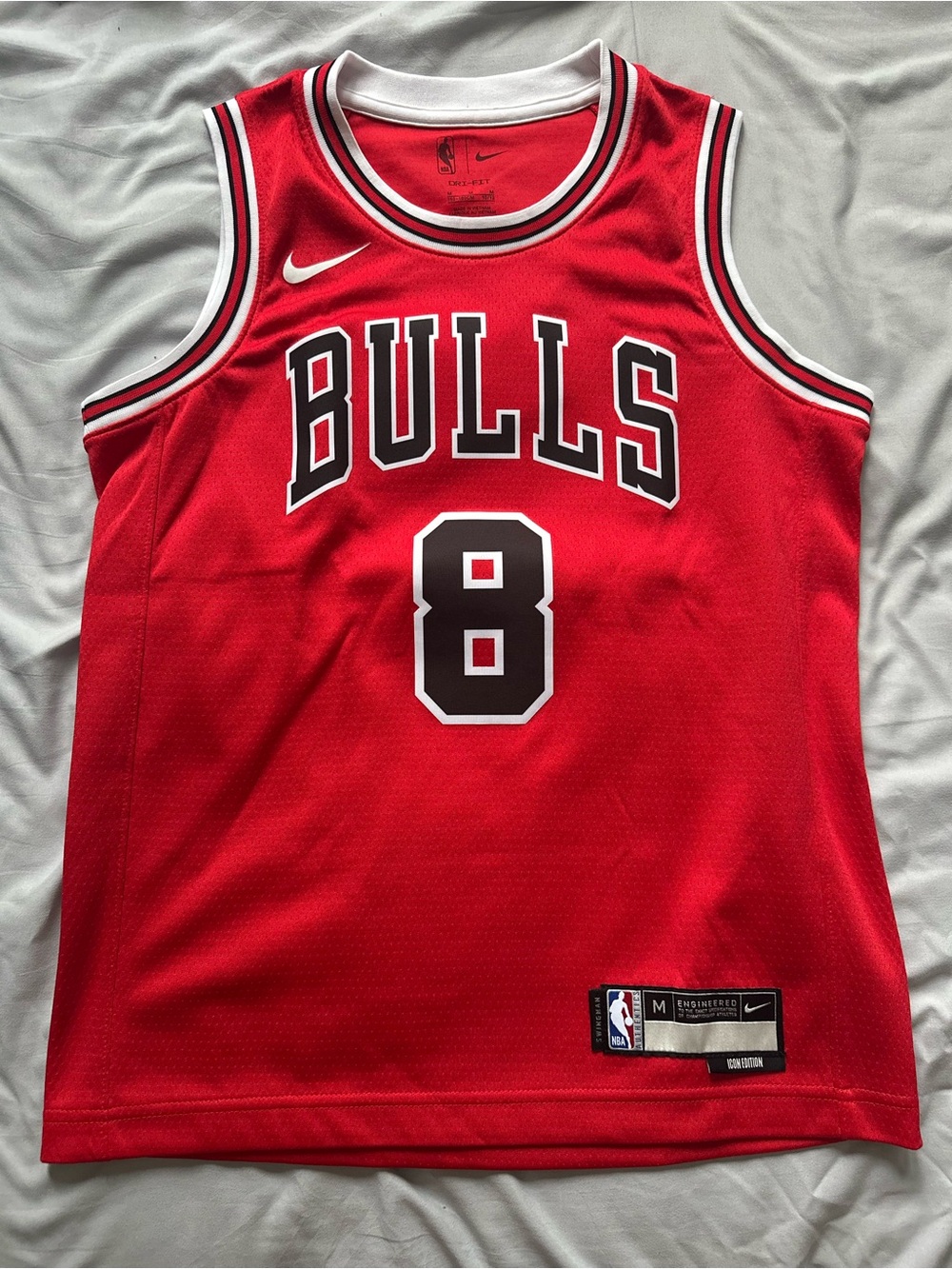 Nike Red Chicago Bulls #8 Basketball Jersey with Black & White Trim